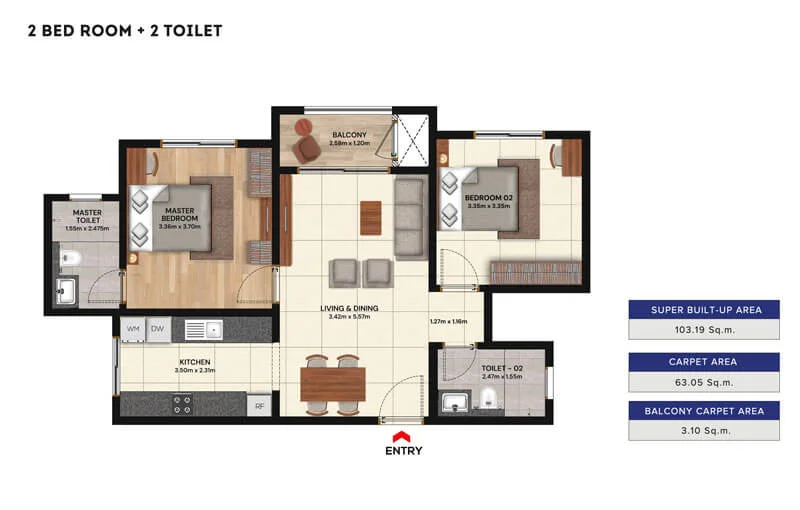 Brigade Belvedere 2 BHK floor plan unit layout Budigere Cross Bangalore 2026 HouseAdda