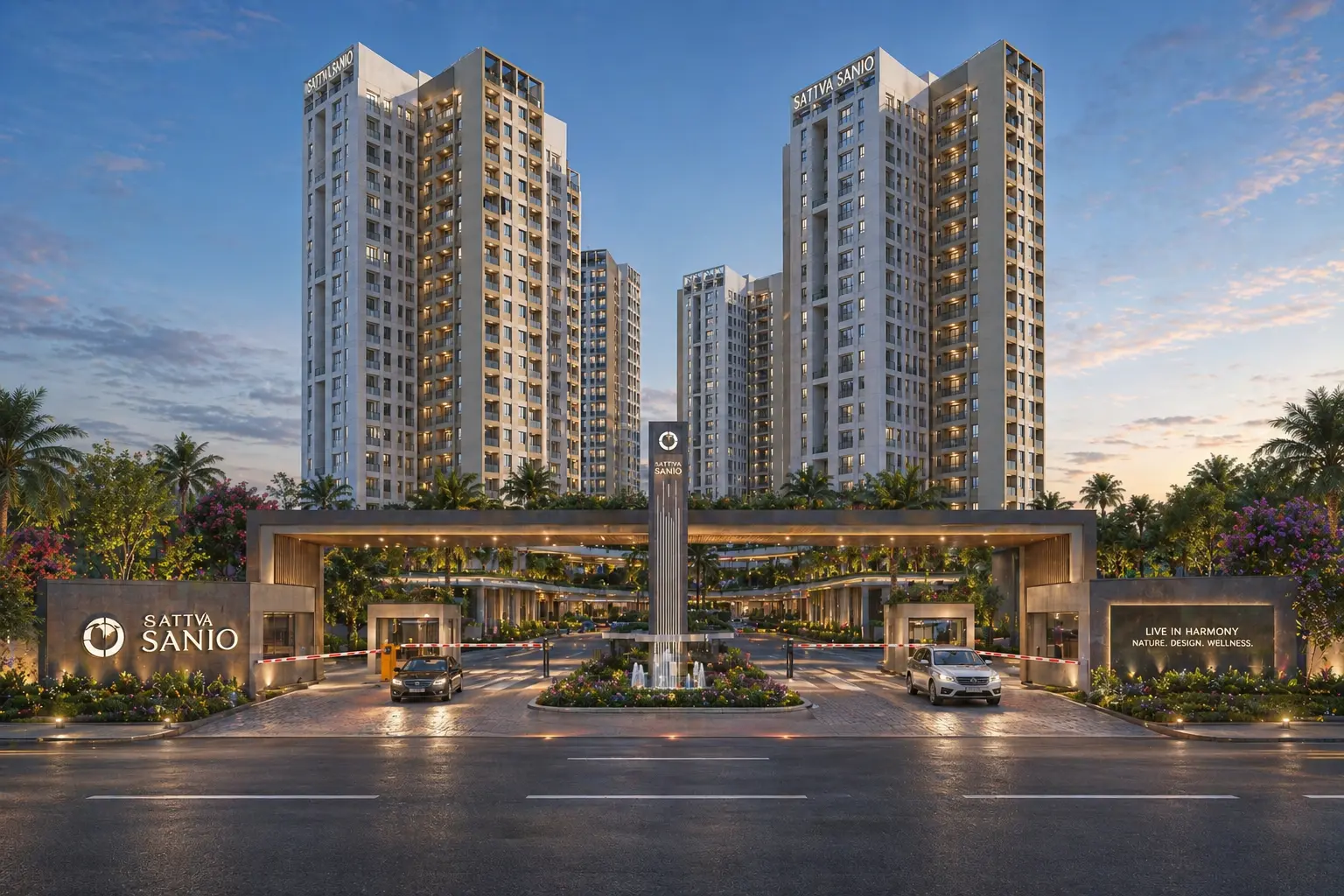 Sattva Sanio Old Madras Road Budigere Bangalore elevation exterior luxury apartments 2026 - HouseAdda