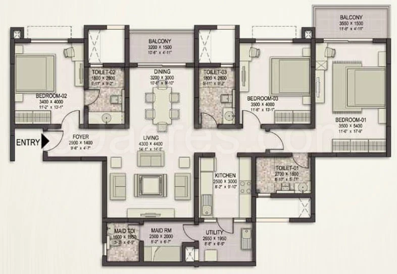 Sobha Hennur 3 BHK floor plan Bangalore 2026 HouseAdda