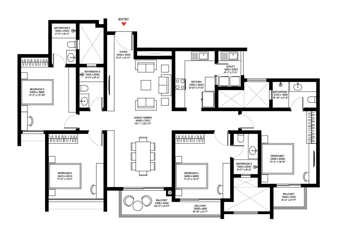 Sobha Yelahanka 3 BHK floor plan Bangalore 2026 HouseAdda