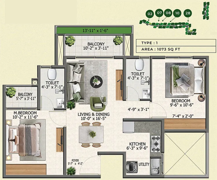 Sowparnika Hennur Road 2 BHK floor plan Bangalore 2026 HouseAdda