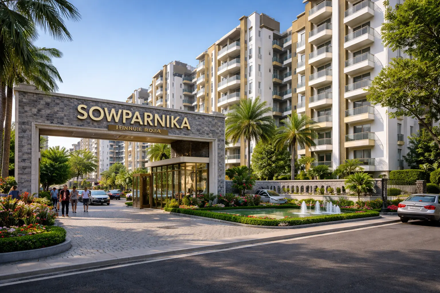 Sowparnika Hennur Road Bangalore elevation exterior view apartments - HouseAdda