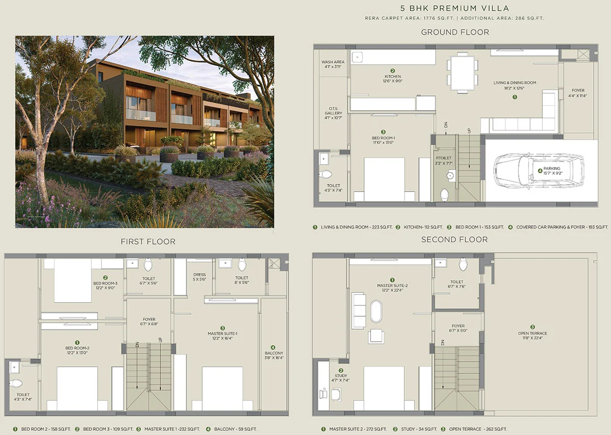 Arvind Codename Sarjapur Road 4 BHK with maid room floor plan layout — 2300 sq ft Sarjapur Bangalore 2026