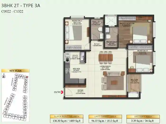 Brigade Eternia 3 BHK Study 2247 sqft floor plan Yelahanka North Bangalore 2026
