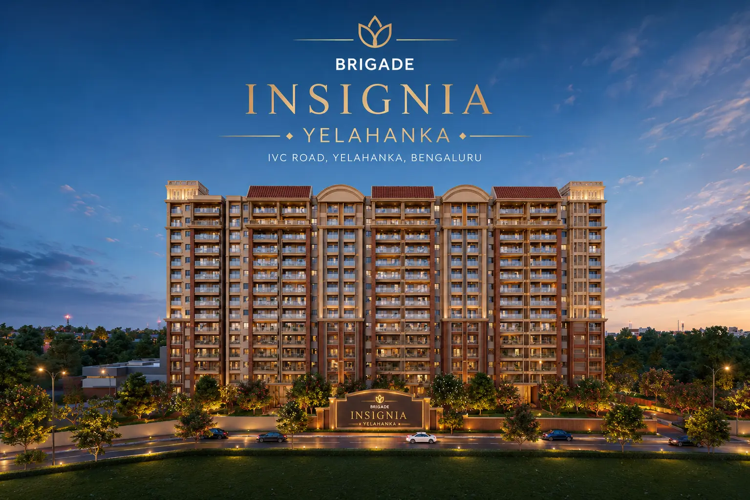Brigade Insignia Yelahanka North Bangalore 2026 — luxury 3 BHK 4 BHK 5 BHK Penthouse elevation view off Bellary Road