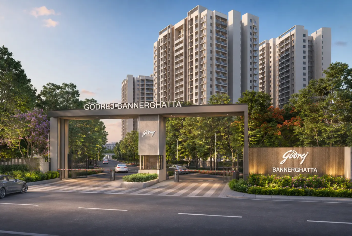 Godrej Bannerghatta Road Bangalore 33-acre luxury apartments elevation exterior view 2026