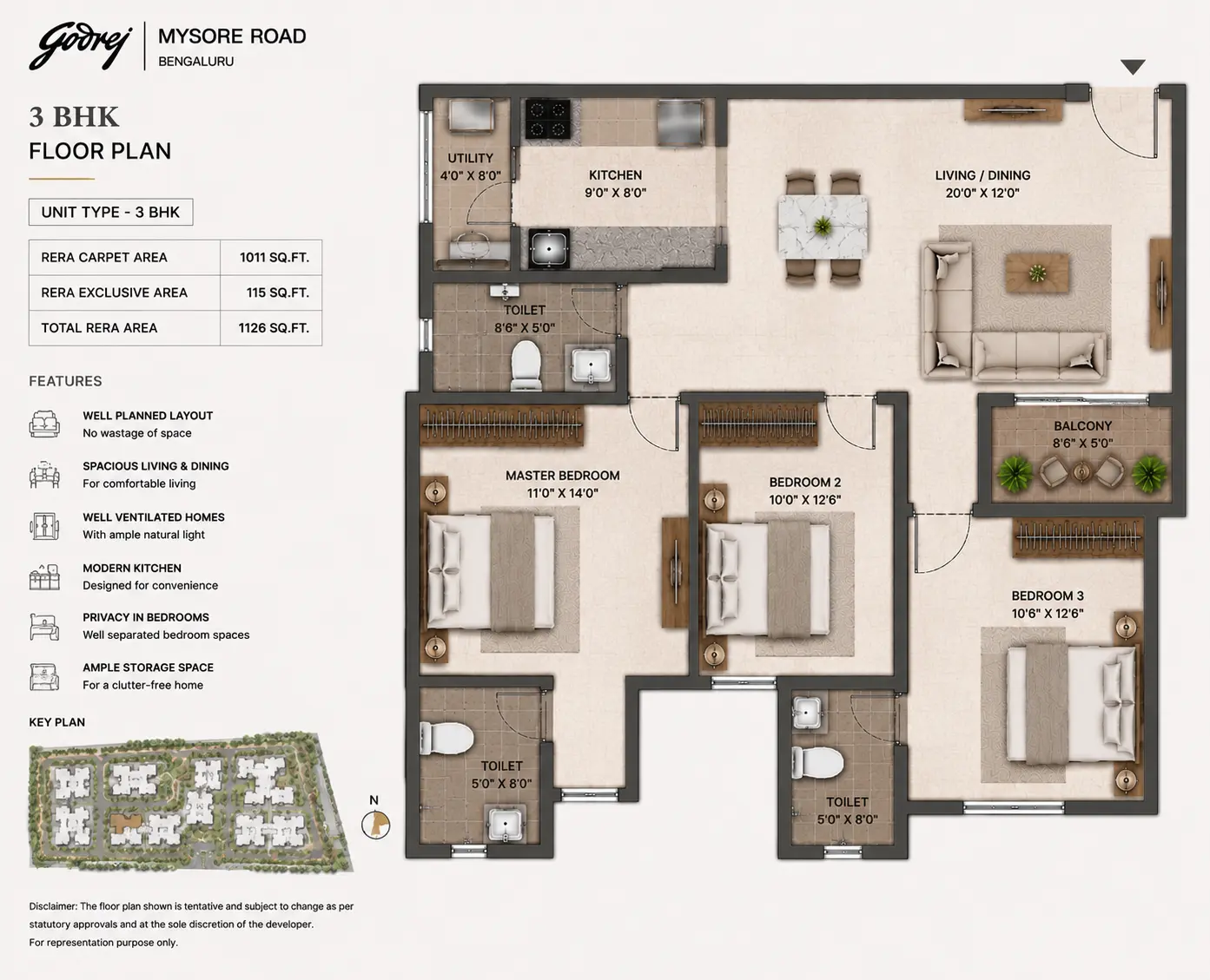 Godrej Mysore Road 3 BHK floor plan layout Bangalore 2026
