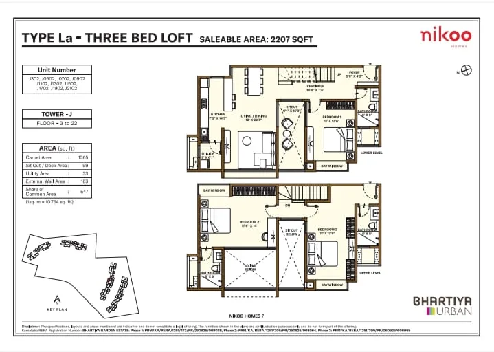 Nikoo Homes 8 3 BHK floor plan 1730 sq.ft Thanisandra Bangalore 2026