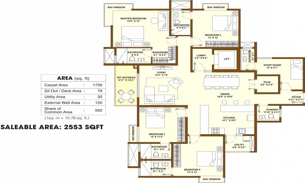Nikoo Homes 8 4 BHK floor plan 2553 sq.ft Thanisandra Bangalore 2026