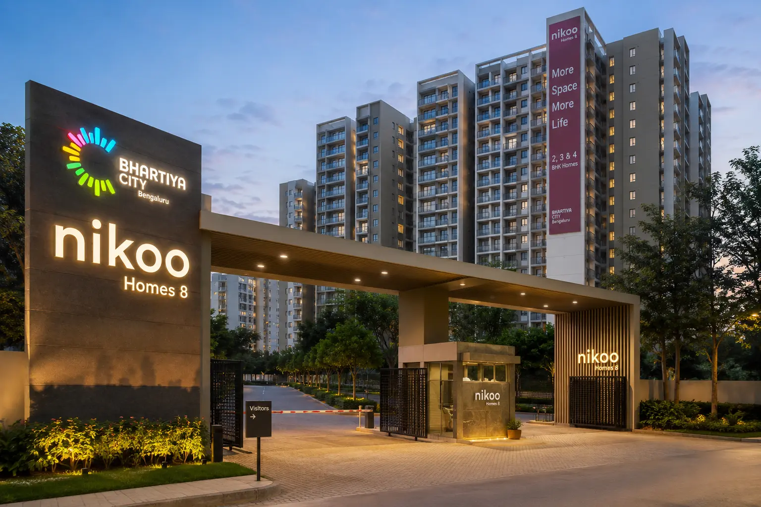 Nikoo Homes 8 Thanisandra Bangalore 2026 — luxury residential apartments elevation view