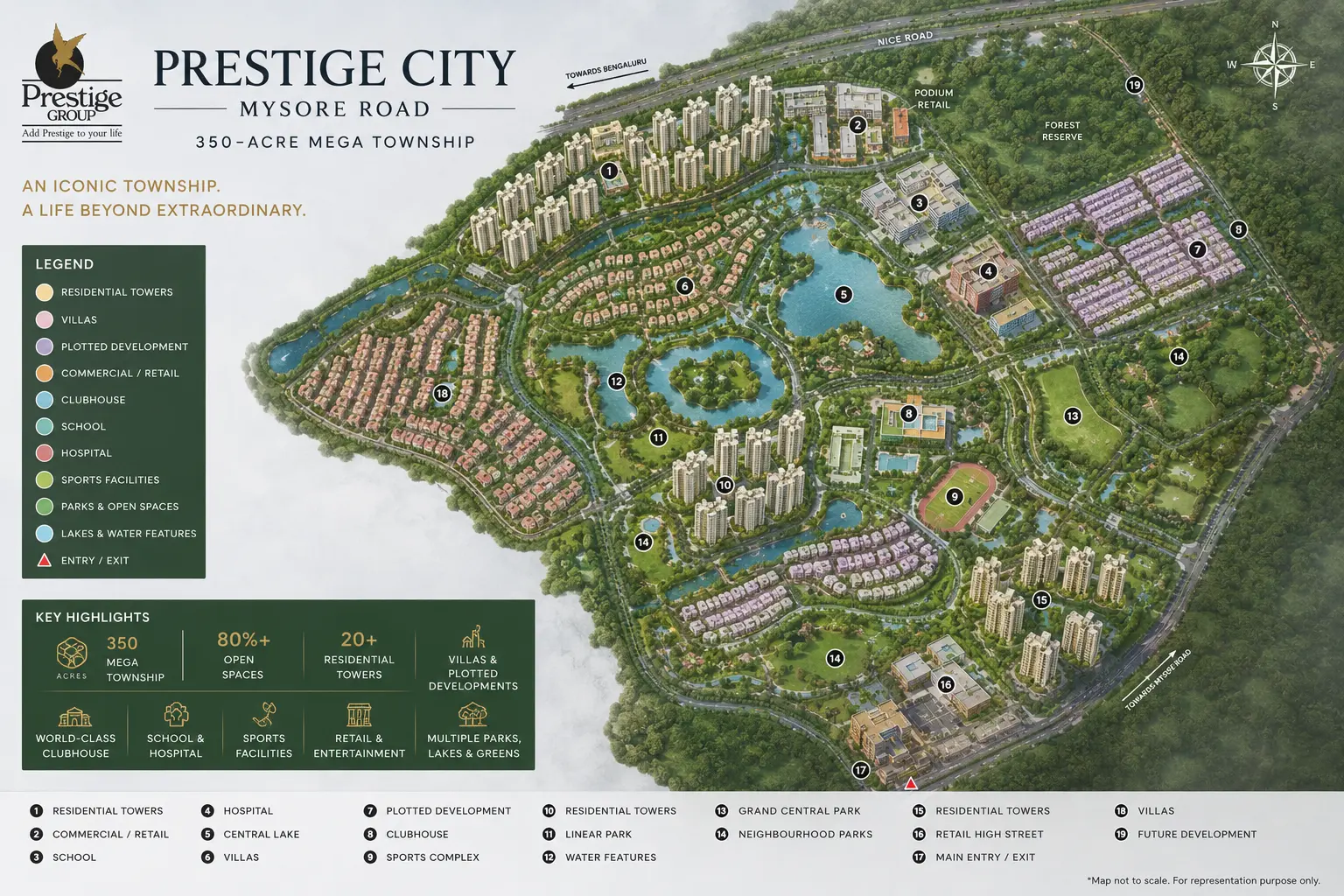 Prestige Mysore Road Bangalore 350 acres master plan layout — expected township plan Mysore Road 2026