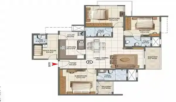 Purva Codename Hennur 4 BHK Study floor plan Hennur Road Bangalore 2026 HouseAdda