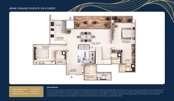 Purva Northern Lights 4 BHK Grand Duplex floor plan 4017 sq.ft Bagalur Bangalore 2026