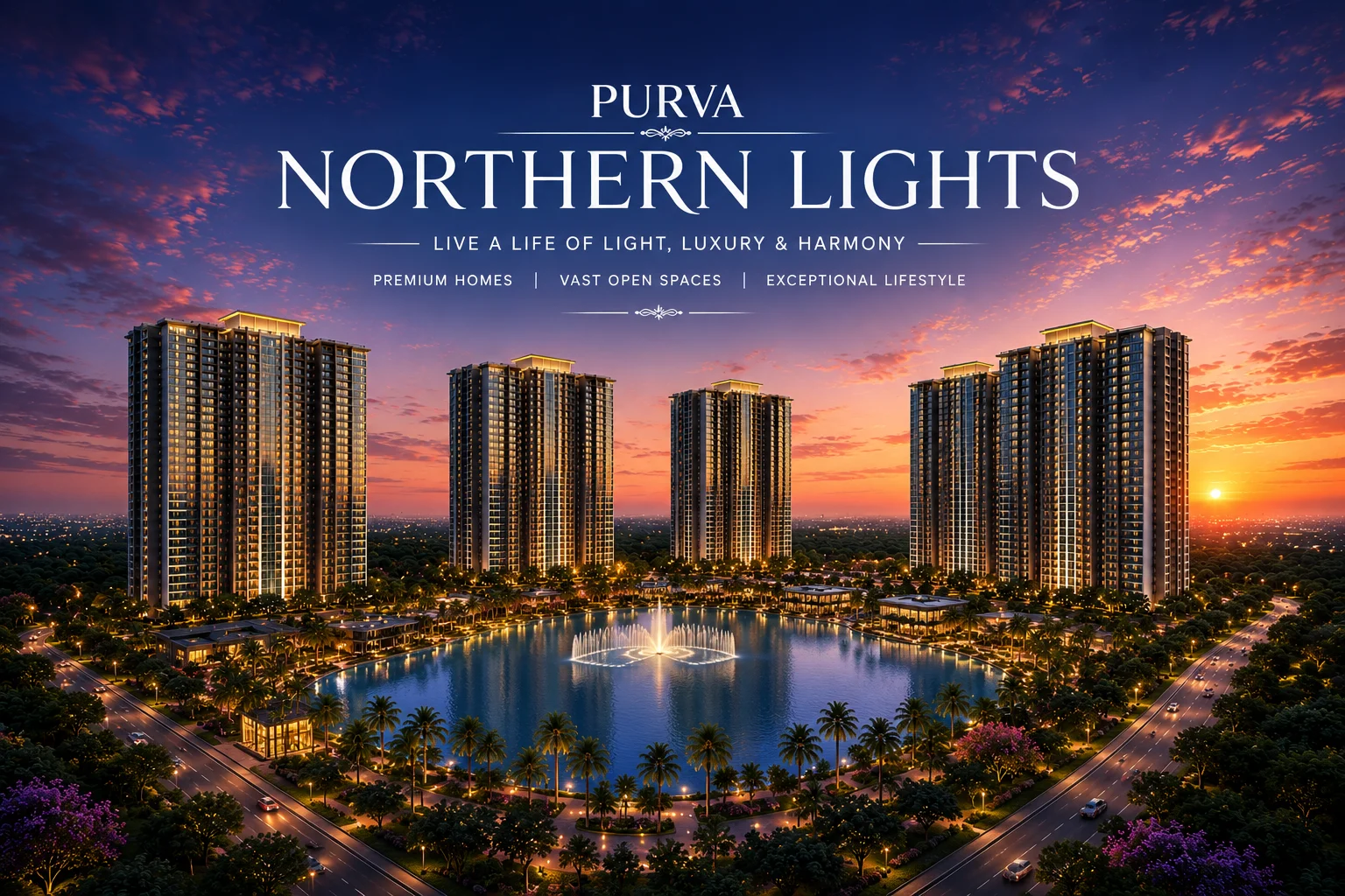 Purva Northern Lights Bagalur Bangalore 2026 — luxury residential apartments elevation view KIADB Aerospace Park