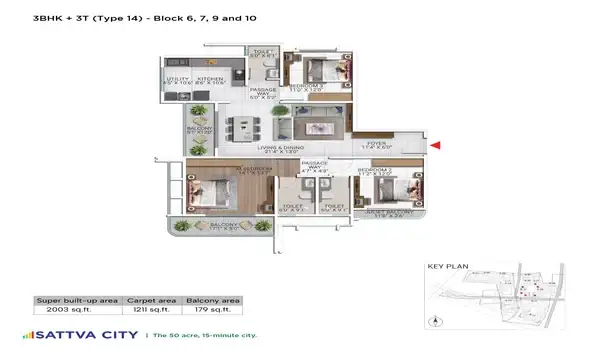 Sattva City 3 BHK floor plan 1,812 sqft Devanahalli Airport Road Bangalore 2026