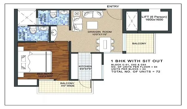 Sattva Forest Ridge 1 BHK floor plan 732 sqft Bangalore 2026 HouseAdda
