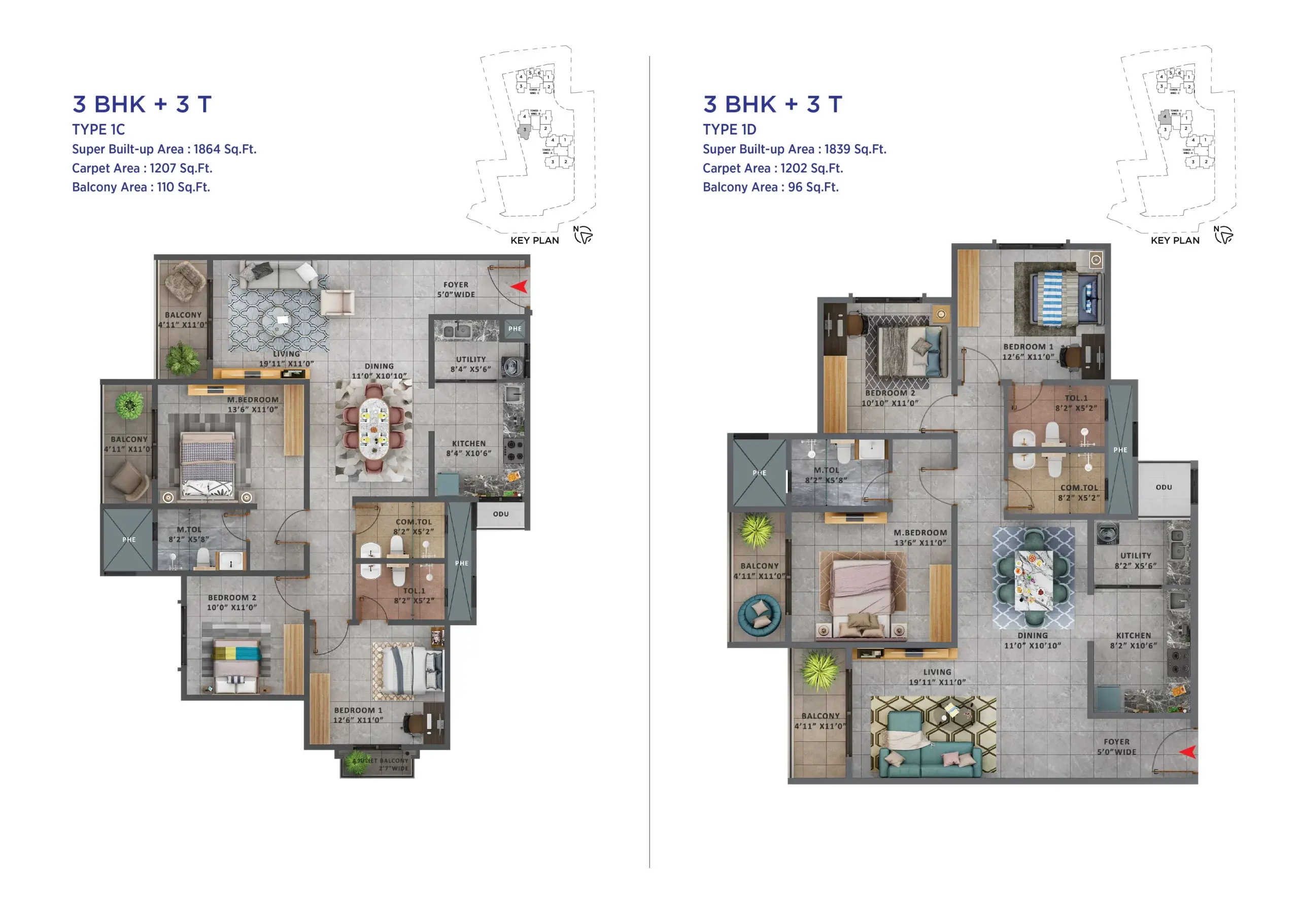 Sattva Forest Ridge 3 BHK floor plan 1609 sqft Bangalore 2026 HouseAdda