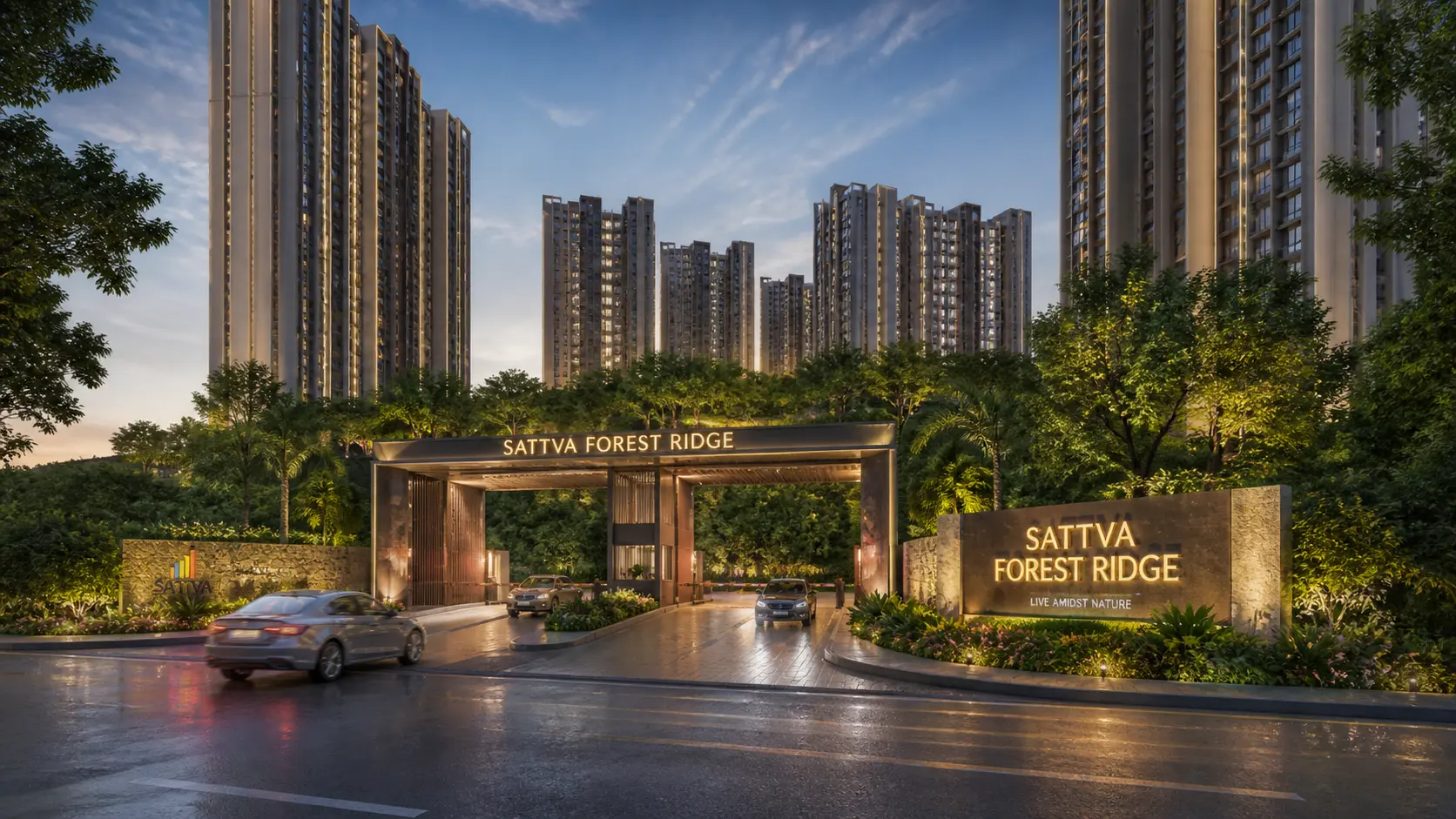 Sattva Forest Ridge Bangalore elevation exterior view forest themed apartments JP Nagar - HouseAdda