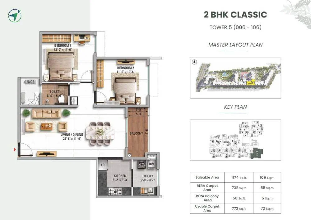 TVS Emerald Altura 2 BHK floor plan Sathanur Thanisandra Road Bangalore 2026 HouseAdda