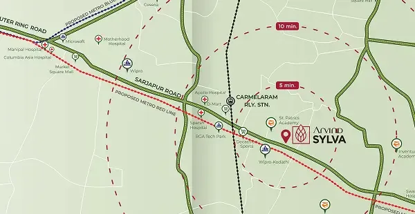 Arvind Sylva location map, Sarjapur Road Bengaluru
