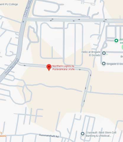 Puravankara Northern Lights location map, KIADB Aerospace Park Bagalur