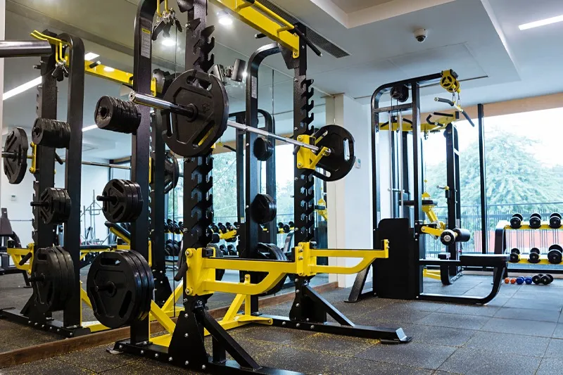 Mahindra Blossom Whitefield gym with skyline view
