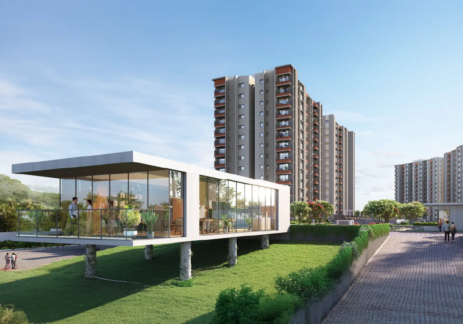 Mahindra Blossom Whitefield landscaped garden render