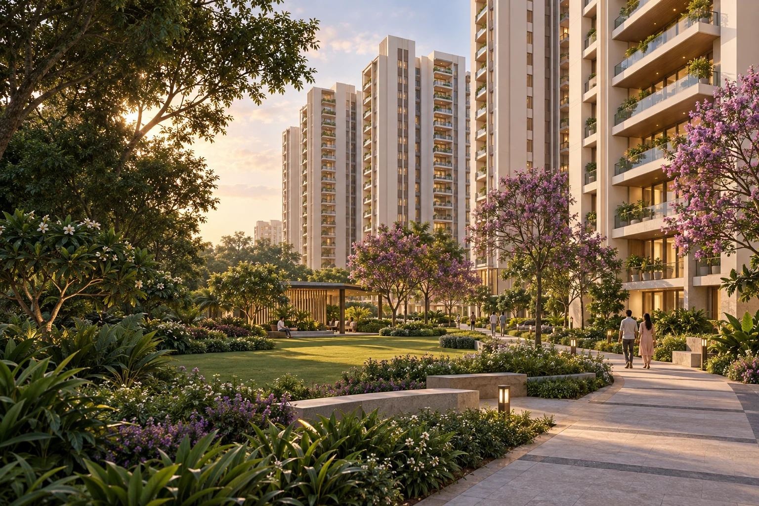Birla Evara landscaped apartment community concept illustration
