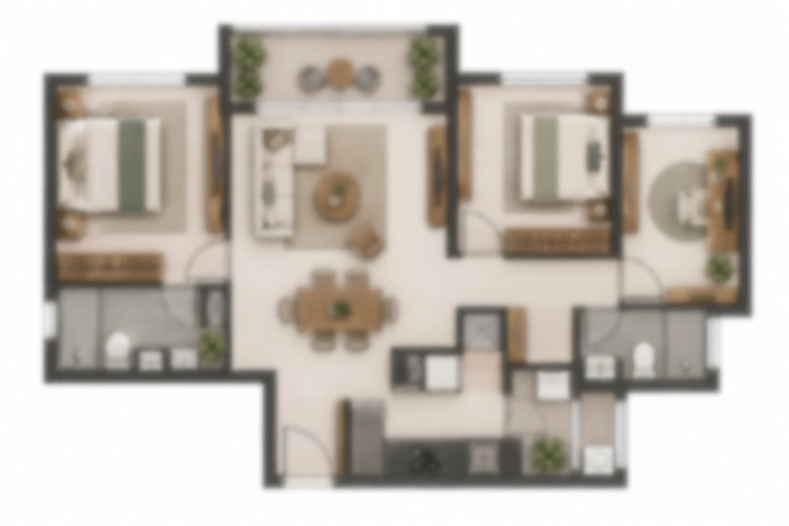 Amberstone Codename Lakeone generic blurred 2.5 BHK floor plan placeholder