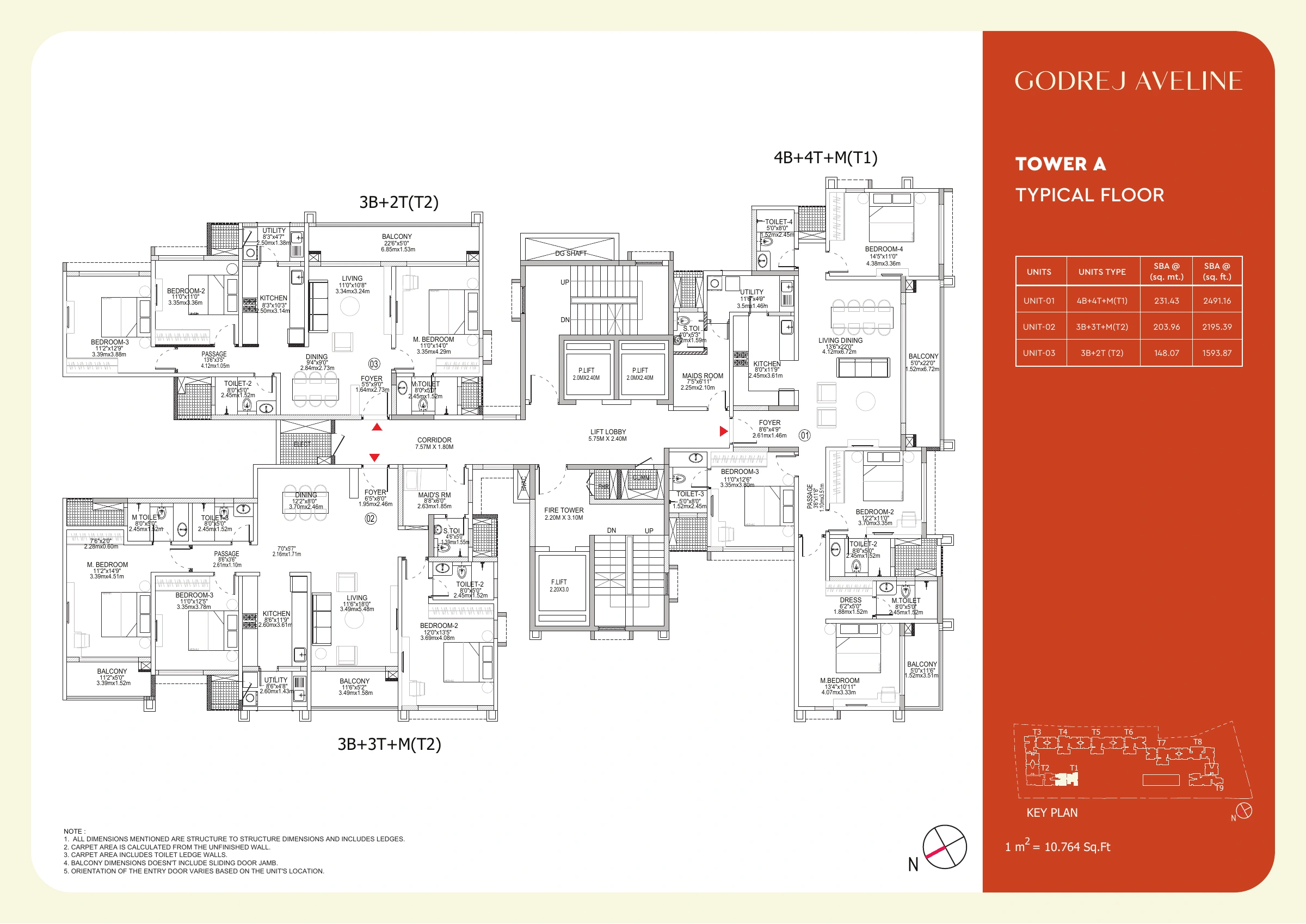 Godrej Aveline Tower A typical floor plan