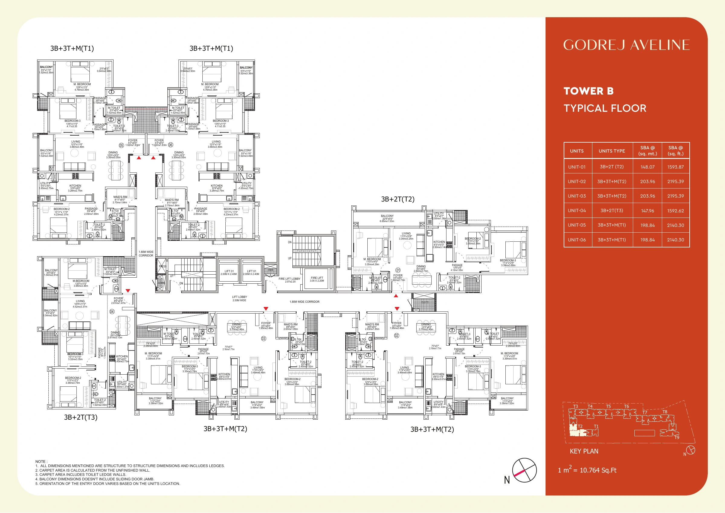 Godrej Aveline Tower B typical floor plan