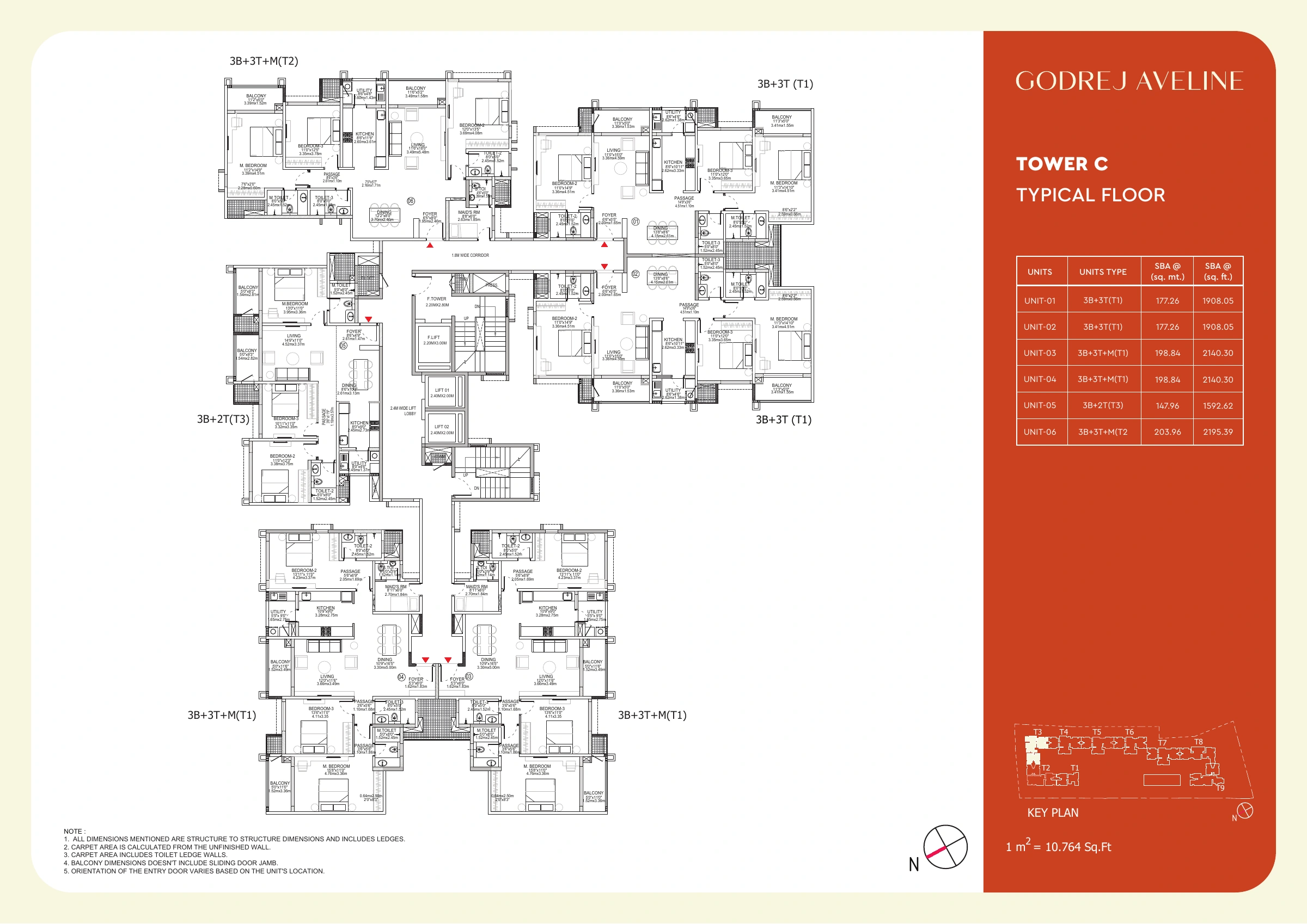 Godrej Aveline Tower C typical floor plan