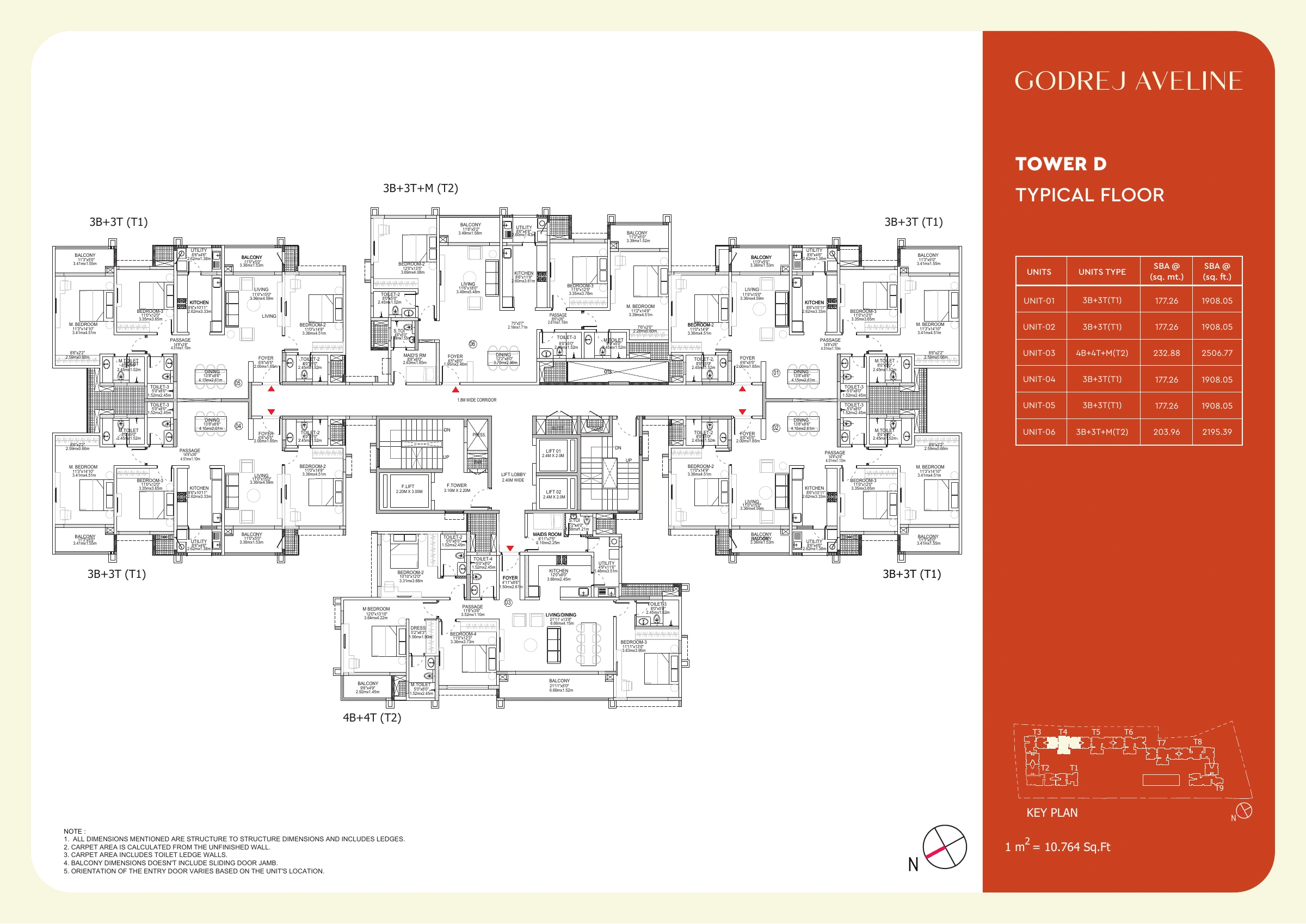 Godrej Aveline Tower D typical floor plan