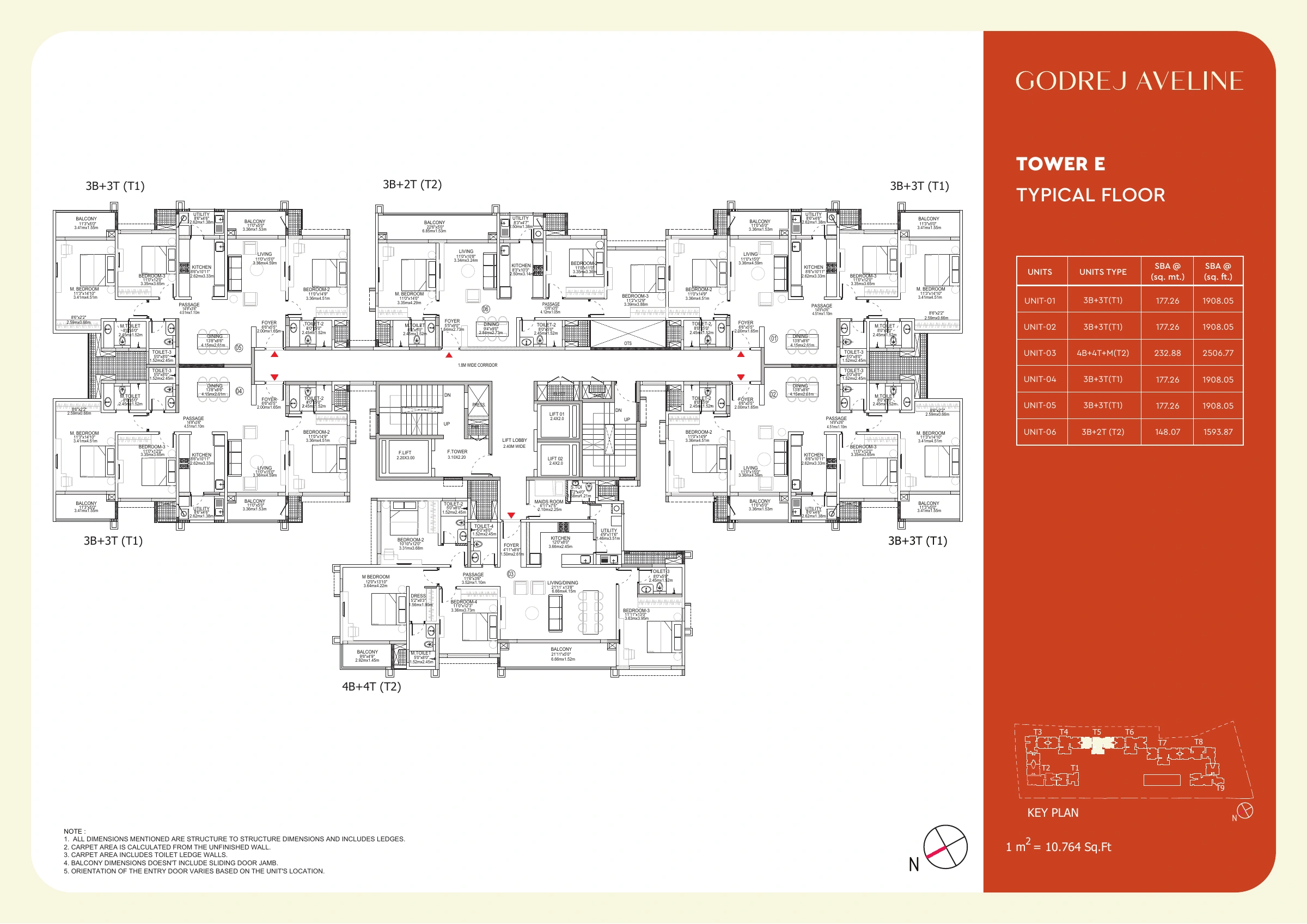 Godrej Aveline Tower E typical floor plan