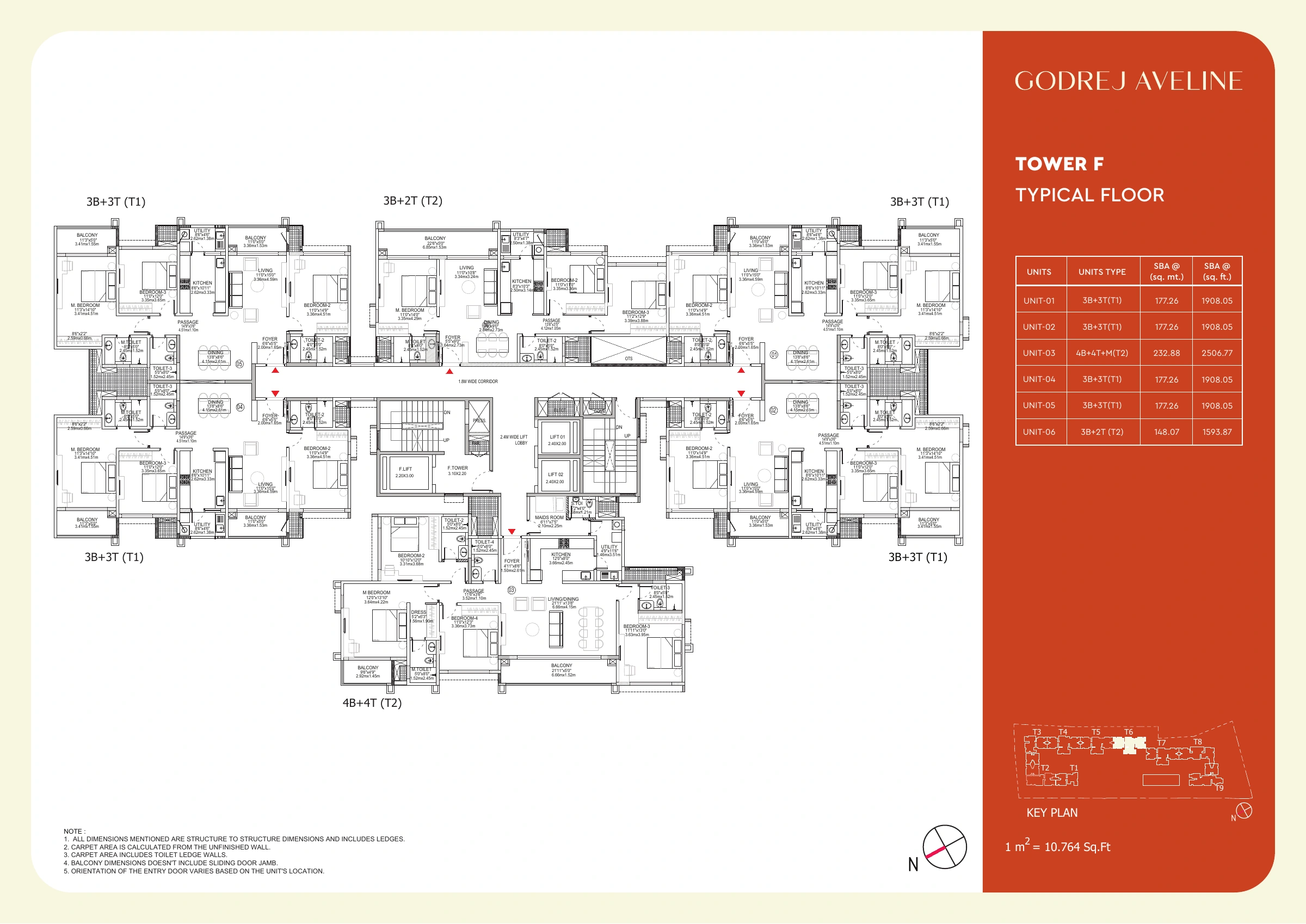 Godrej Aveline Tower F typical floor plan
