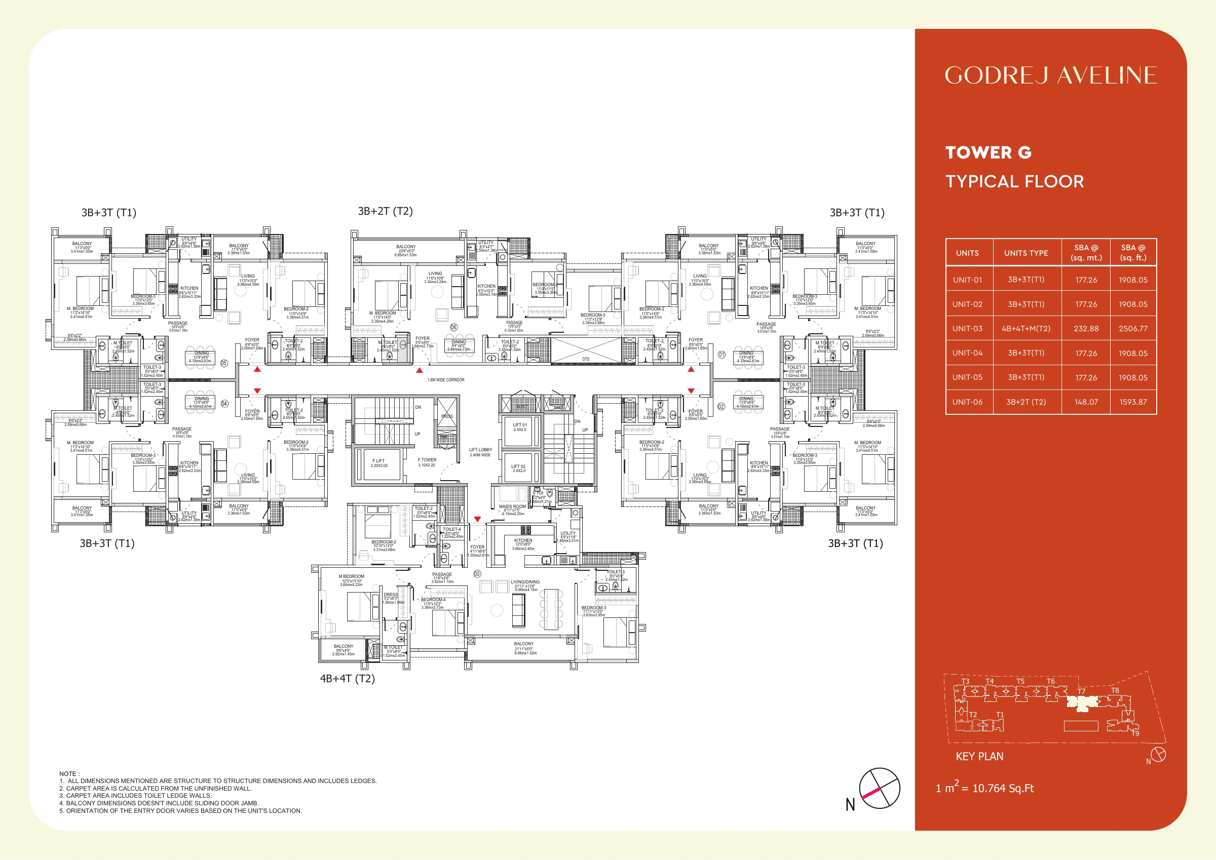 Godrej Aveline Tower G typical floor plan