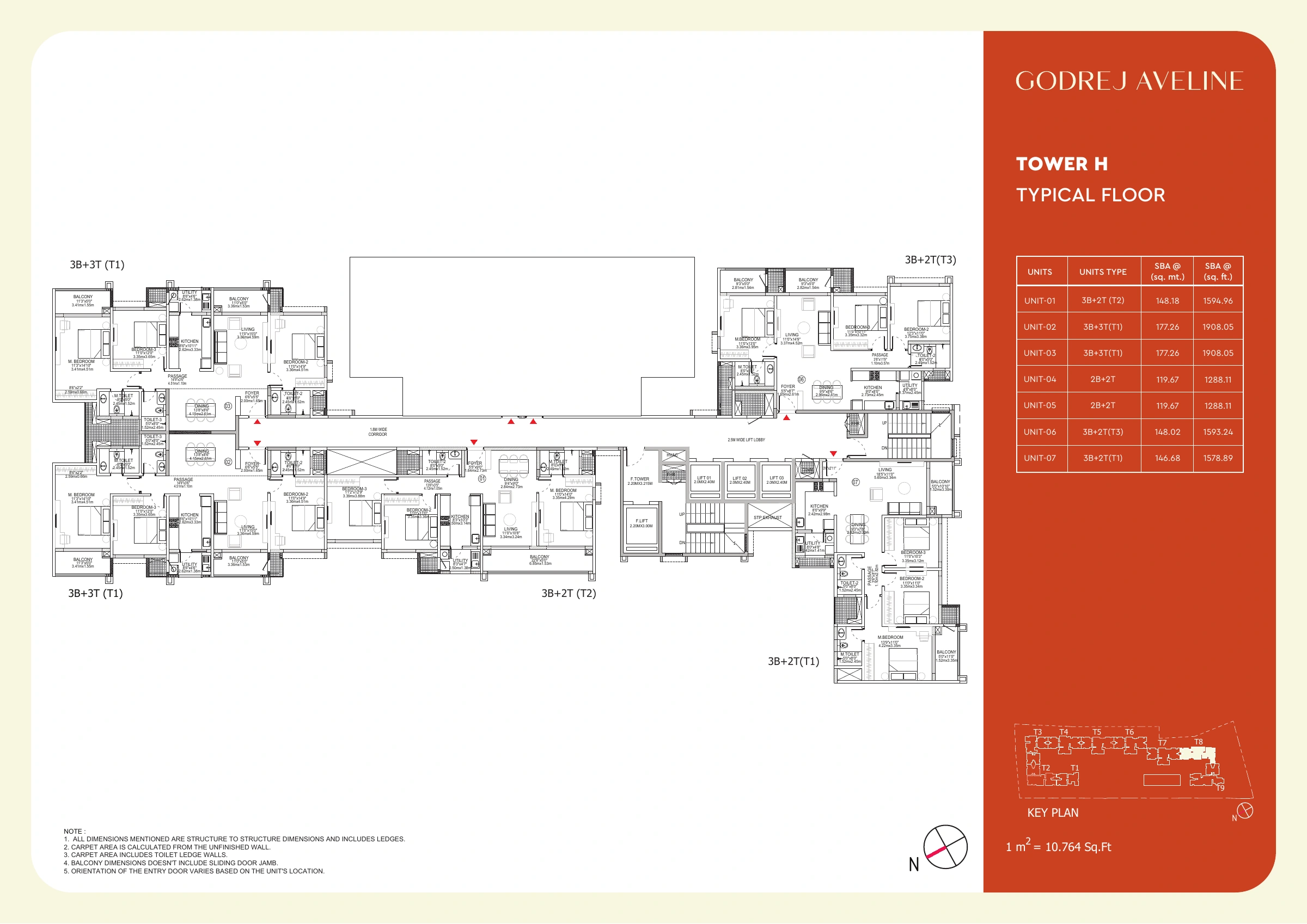 Godrej Aveline Tower H typical floor plan