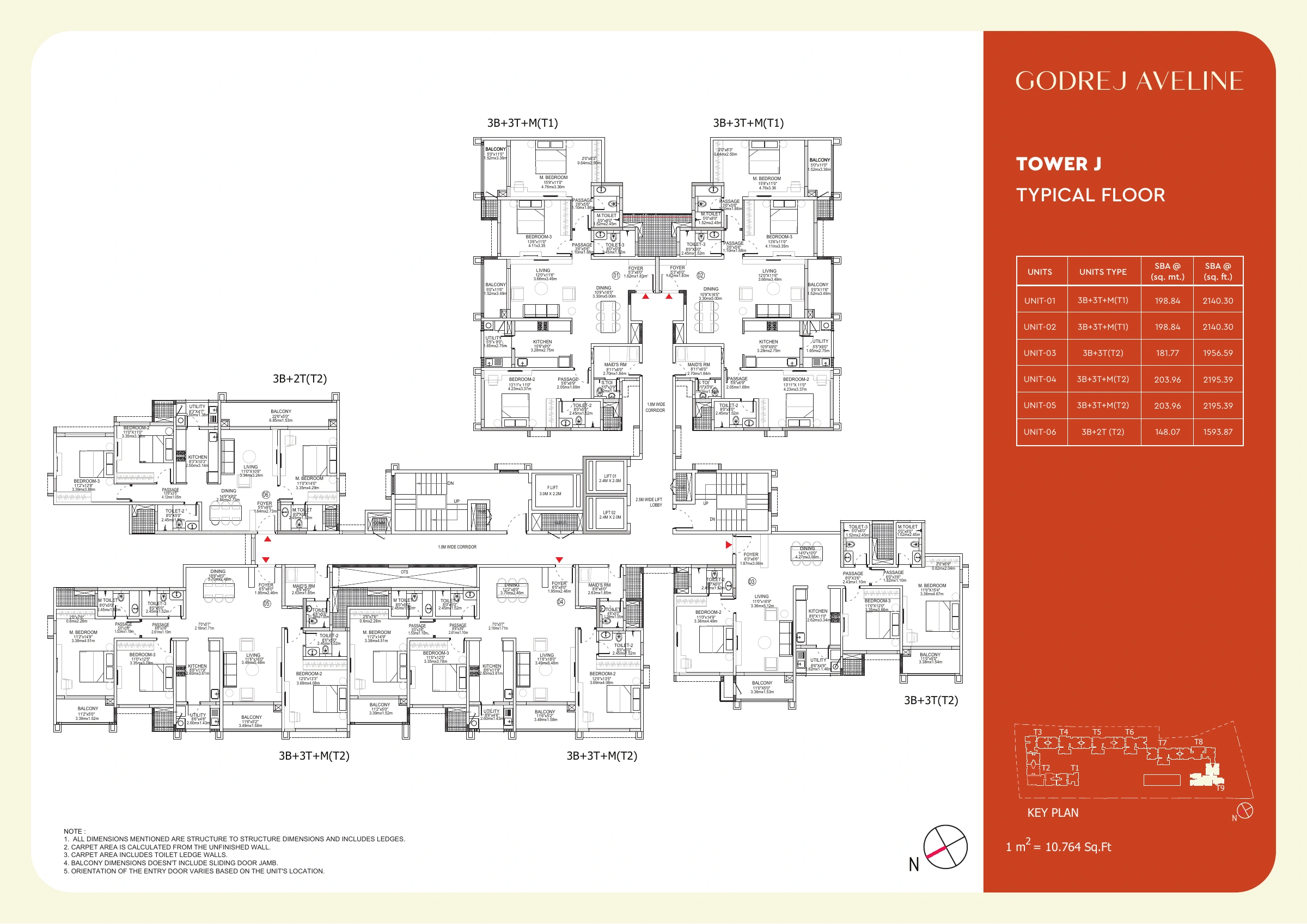 Godrej Aveline Tower J typical floor plan