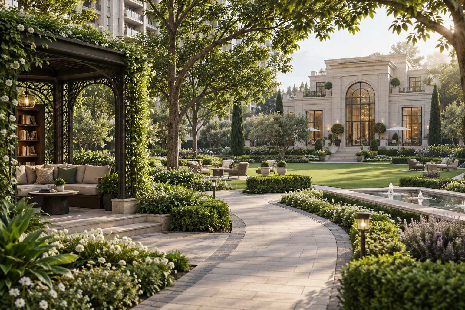 Godrej Regent Park garden and clubhouse lifestyle concept