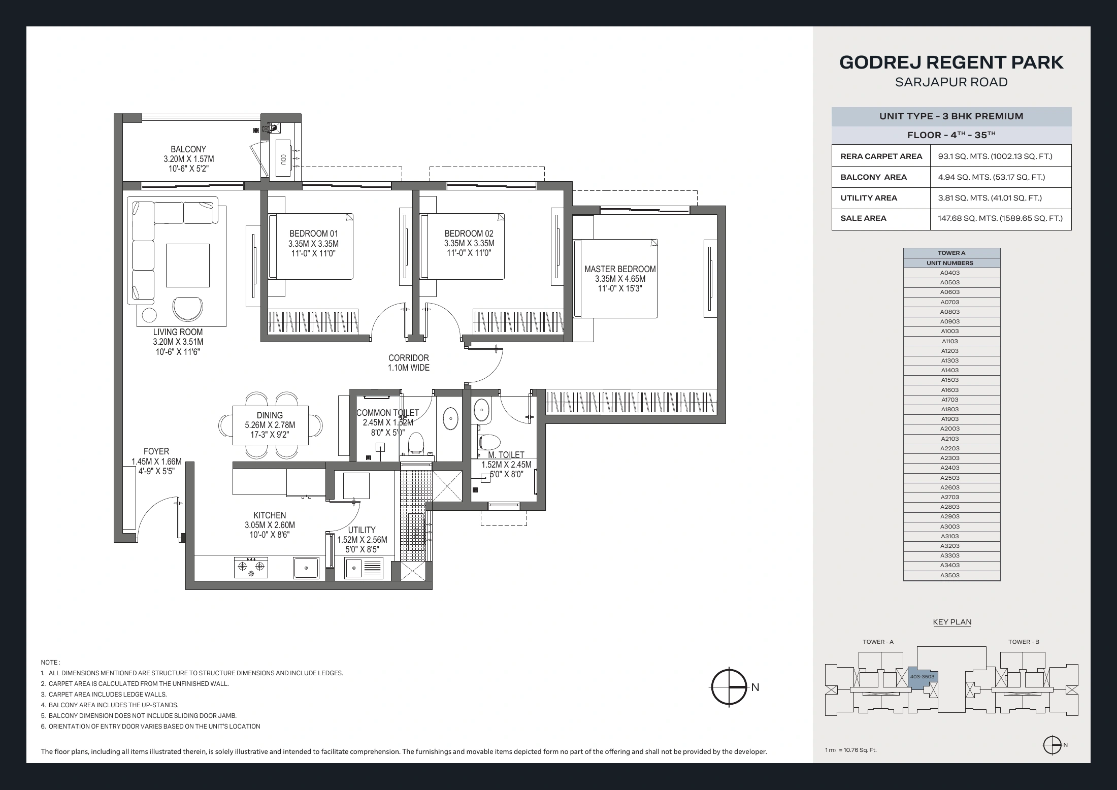 Godrej Regent Park 3 BHK layouts — first set floor plan sheet 9