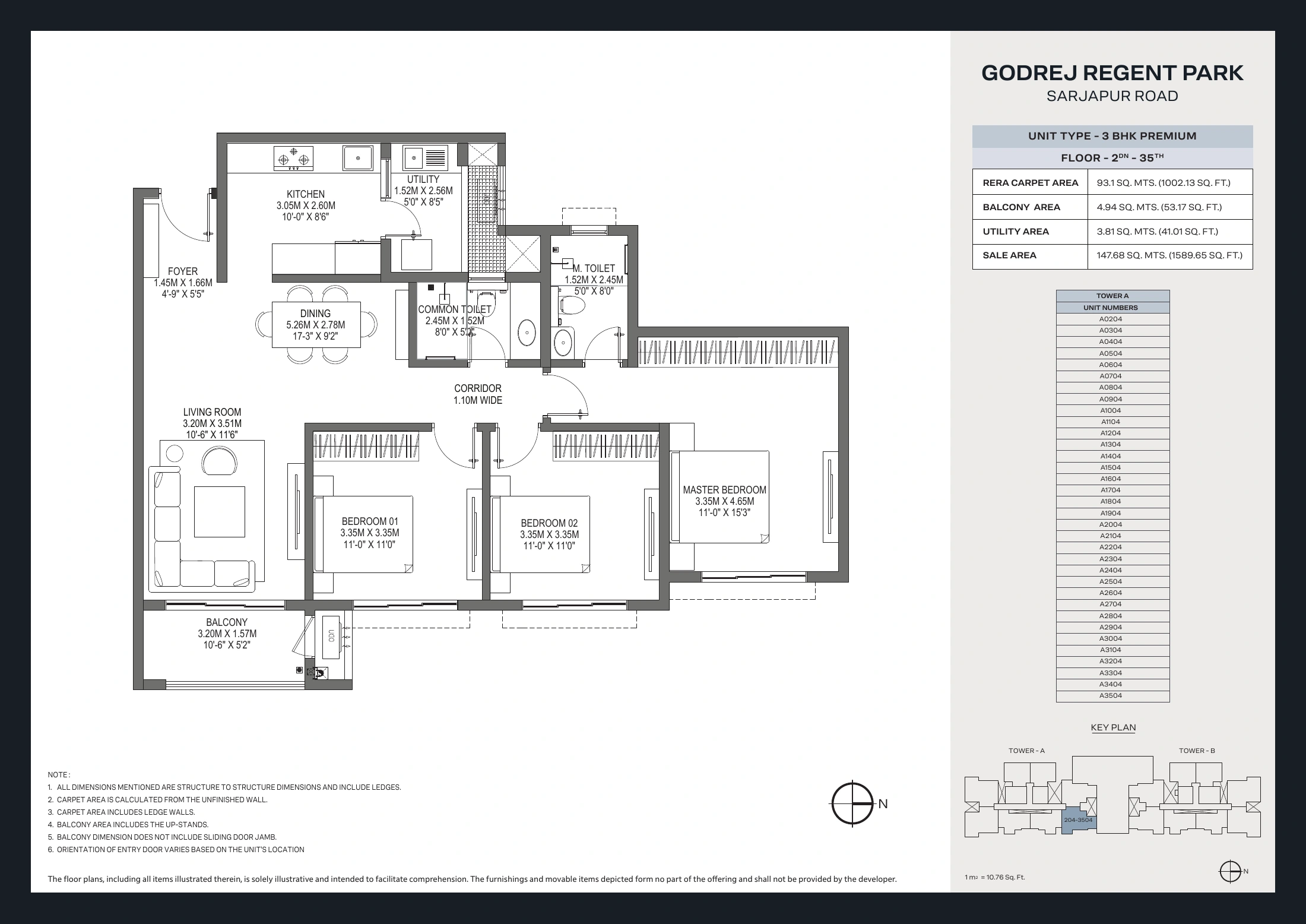Godrej Regent Park 3 BHK layouts — first set floor plan sheet 10