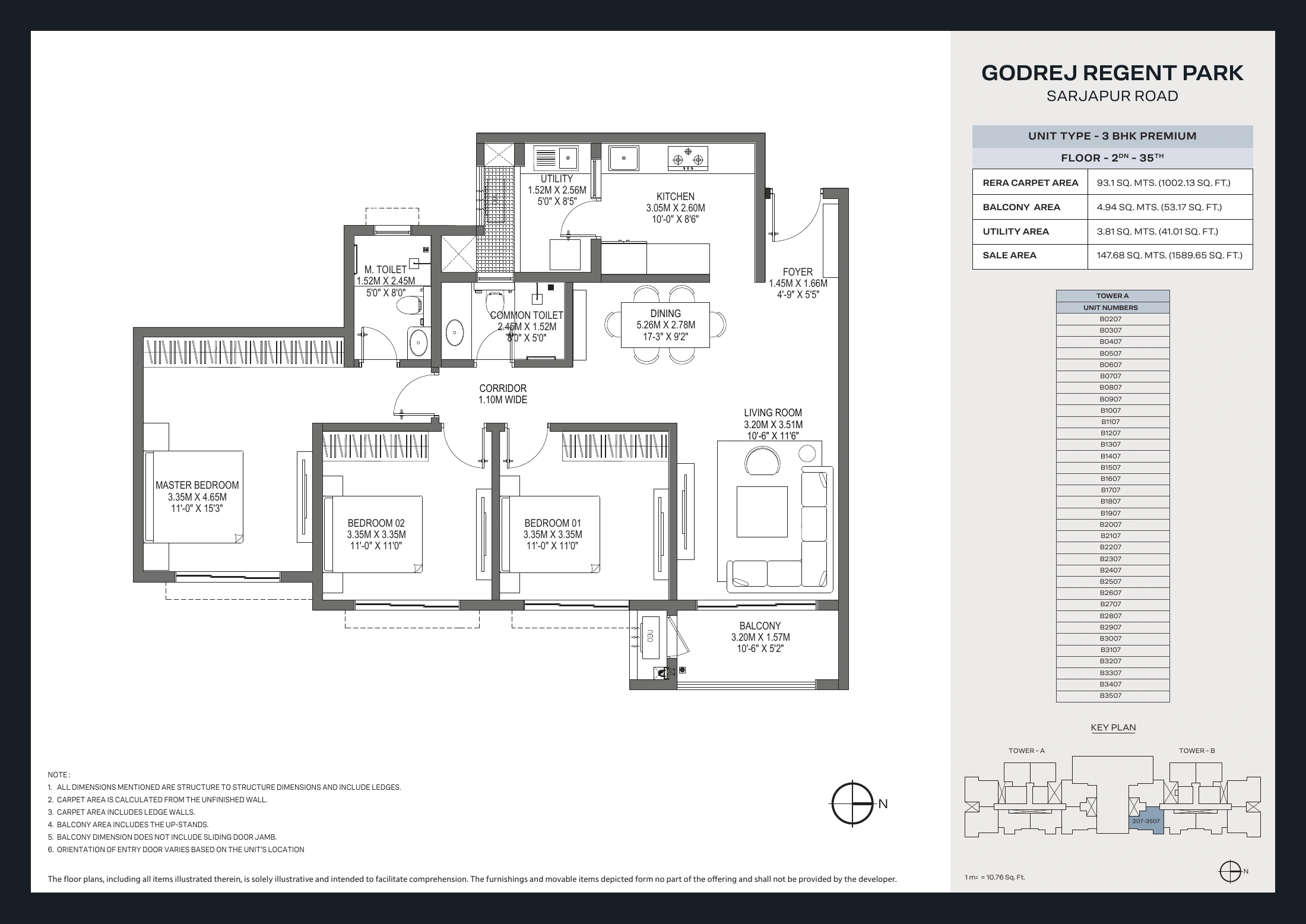 Godrej Regent Park 3 BHK layouts — first set floor plan sheet 11