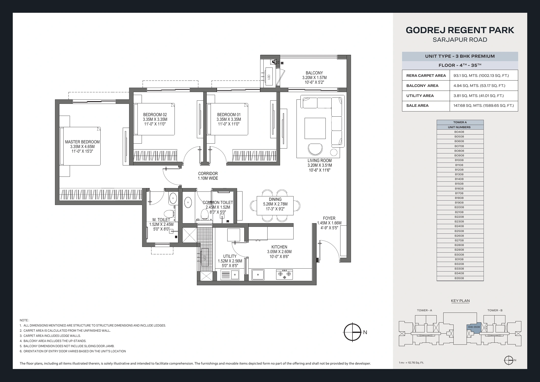 Godrej Regent Park 3 BHK layouts — first set floor plan sheet 12