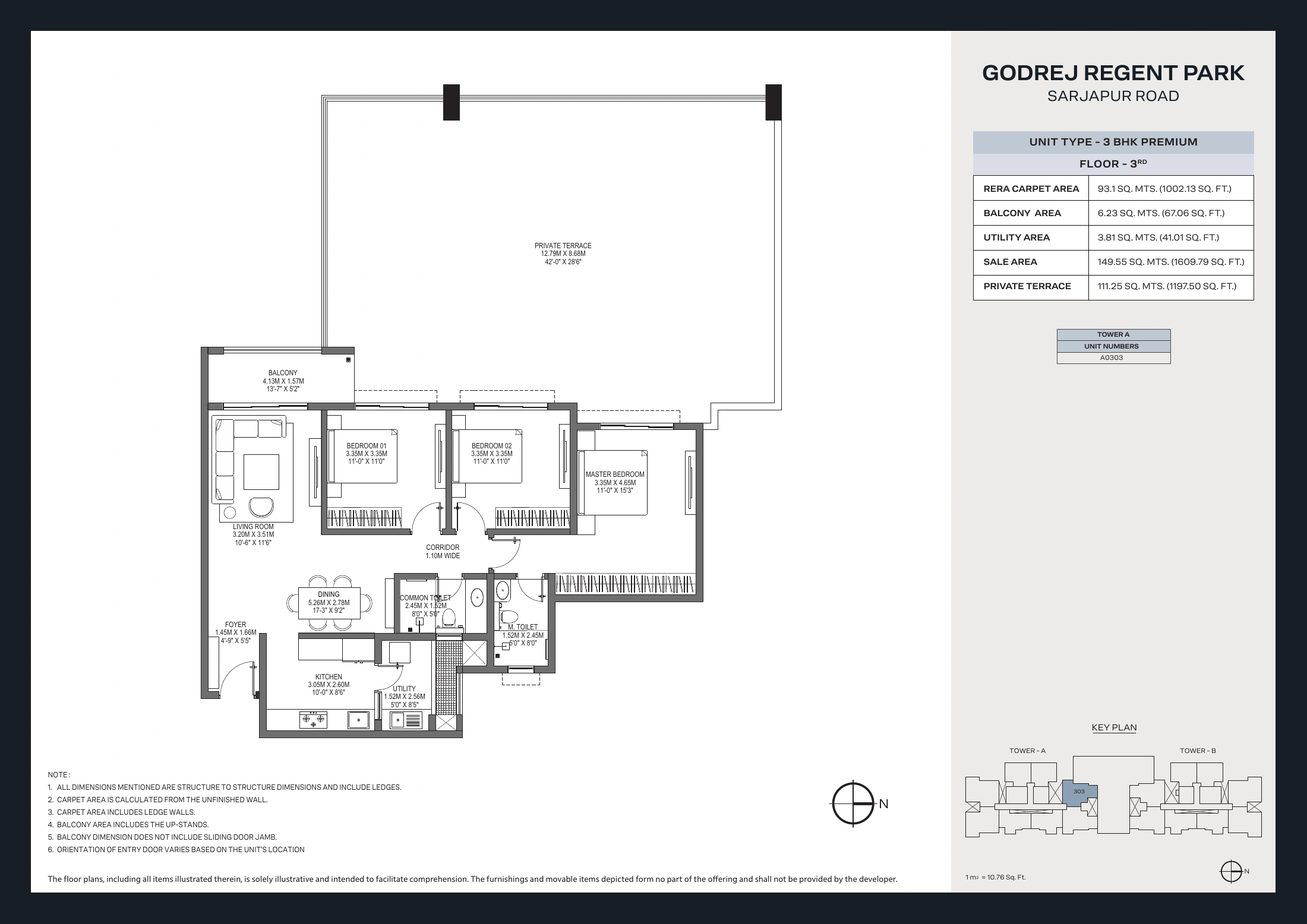 Godrej Regent Park 3 BHK terrace variants floor plan sheet 13