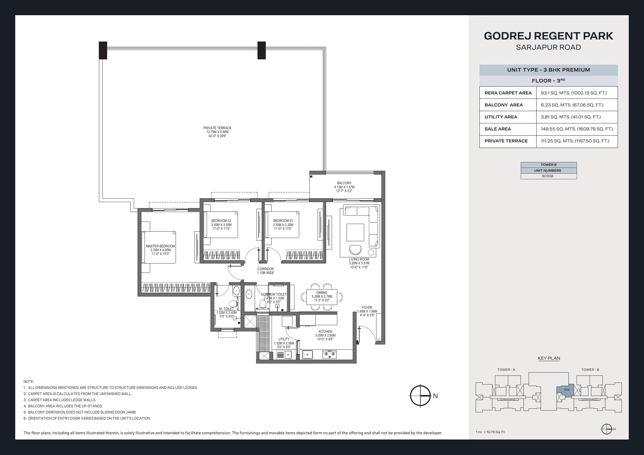 Godrej Regent Park 3 BHK terrace variants floor plan sheet 14