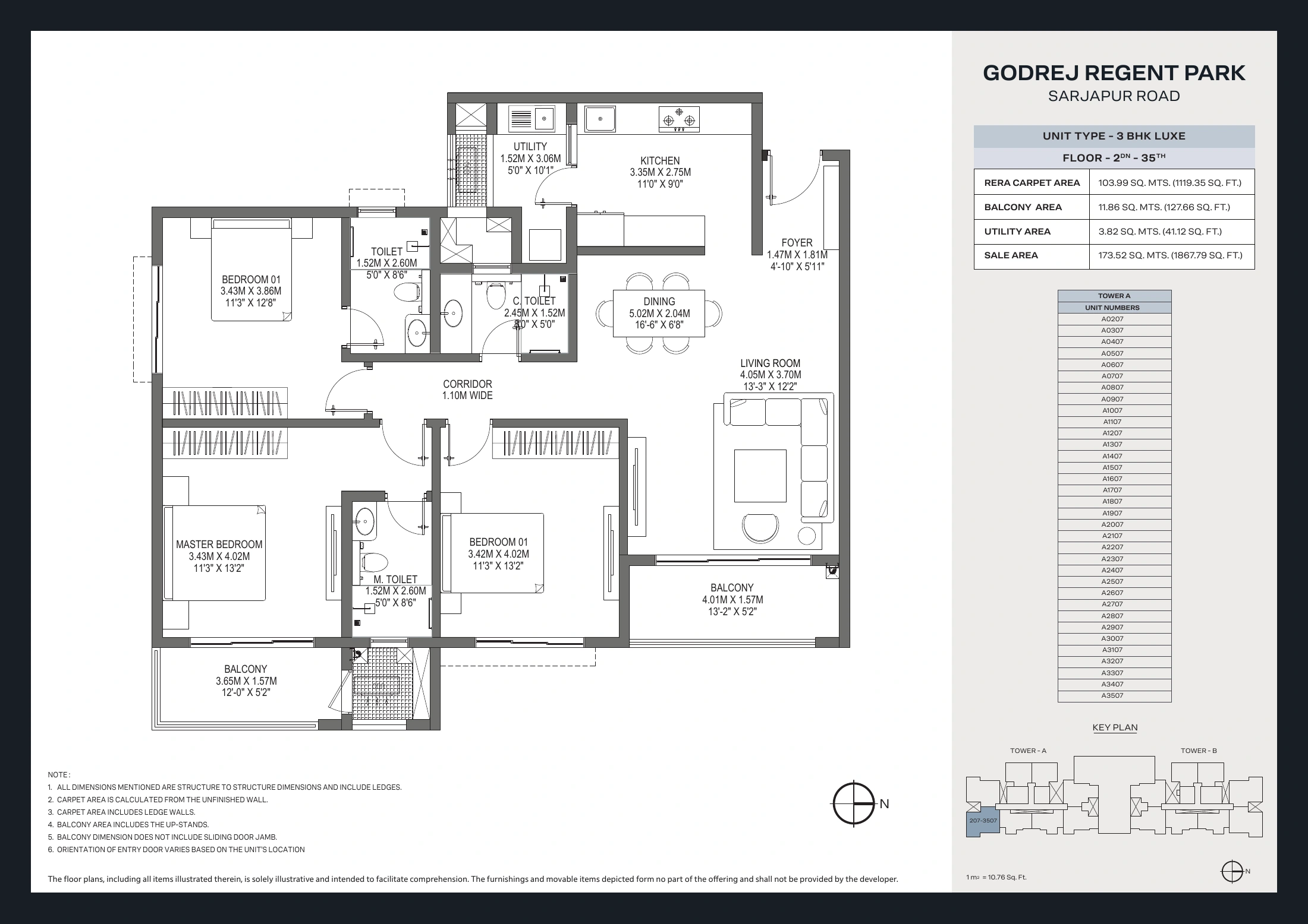 Godrej Regent Park 3 BHK layouts — second set floor plan sheet 15