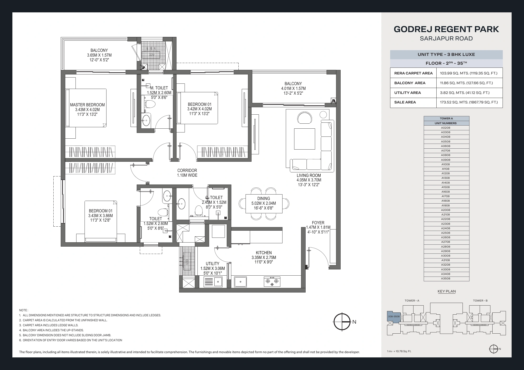 Godrej Regent Park 3 BHK layouts — second set floor plan sheet 16