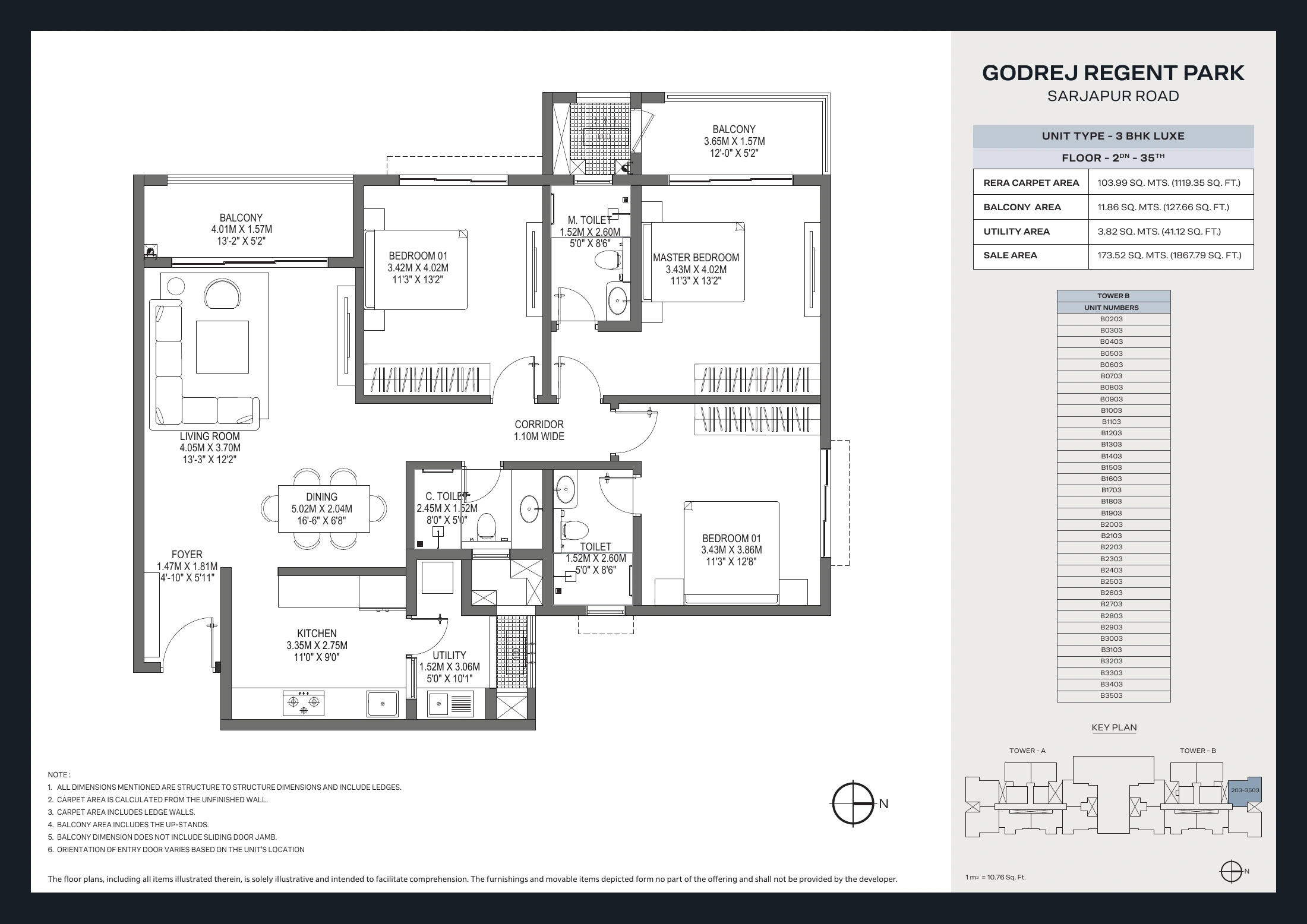 Godrej Regent Park 3 BHK layouts — second set floor plan sheet 17