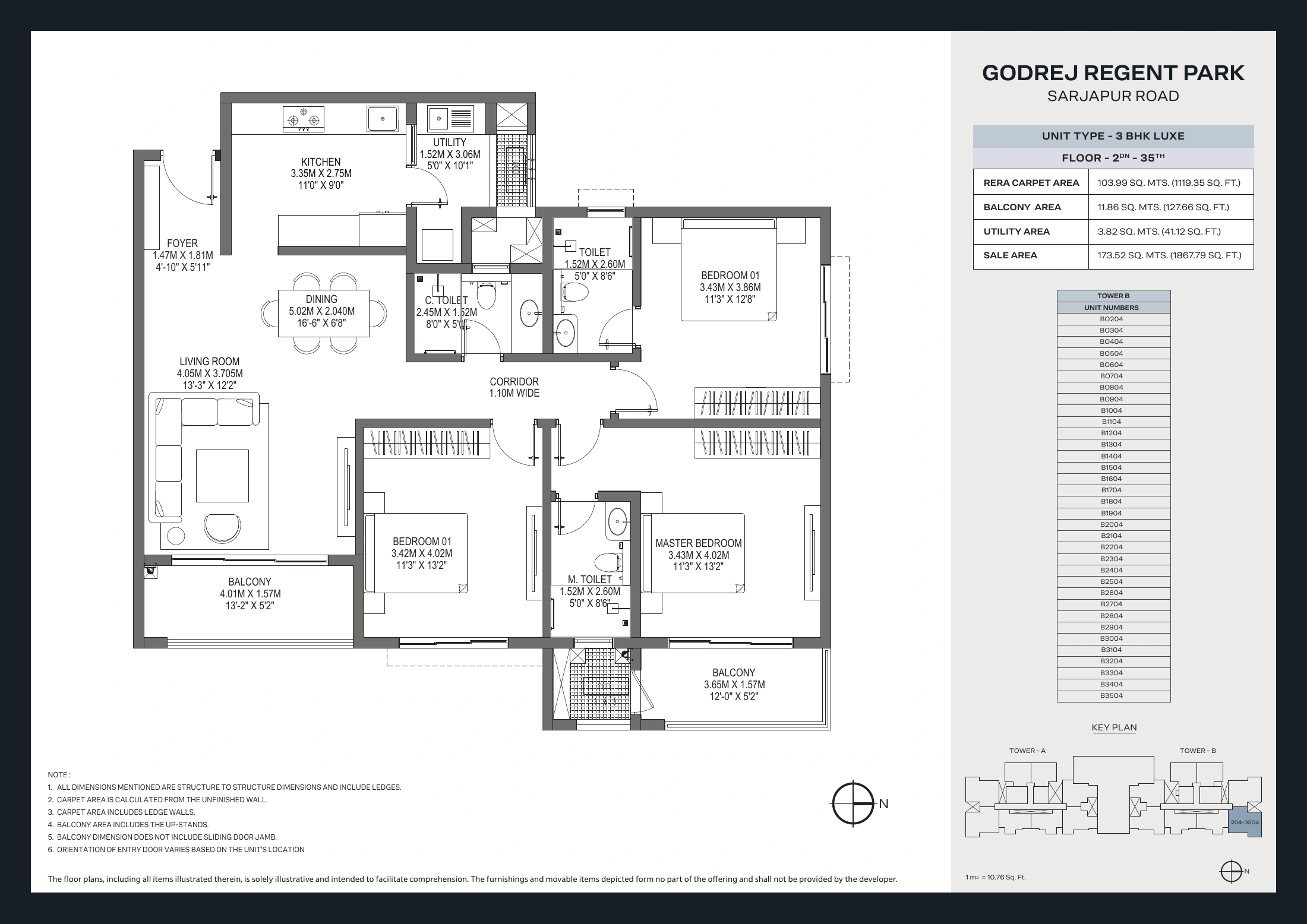 Godrej Regent Park 3 BHK layouts — second set floor plan sheet 18