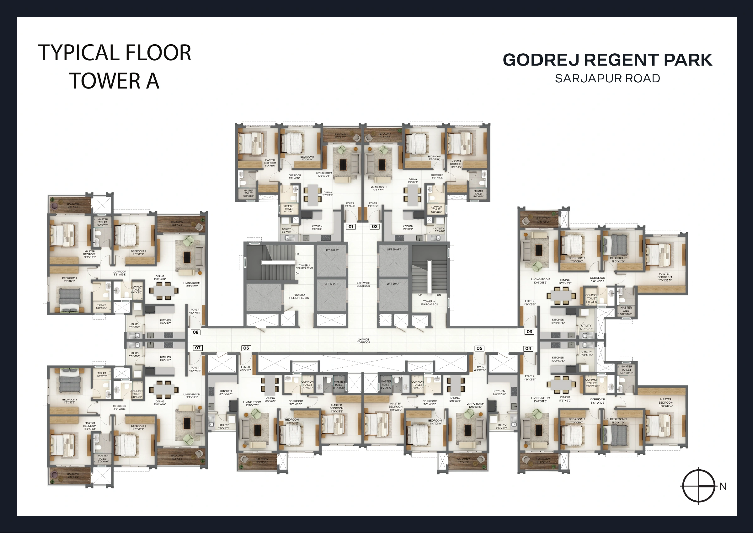 Godrej Regent Park Tower A typical floor